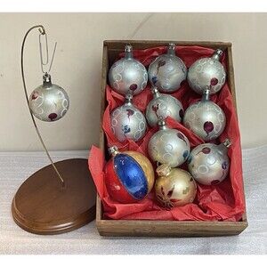 VTG Mercury Glass Christmas ornaments Poland Feather Tree + Rauch W Germany Lot